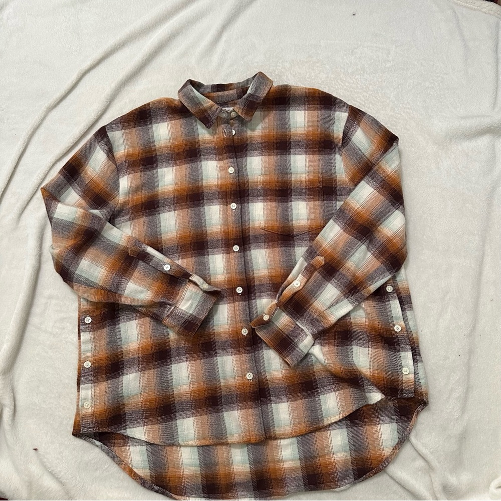 Madewell Brown and Cream Casual Button Down Shirt